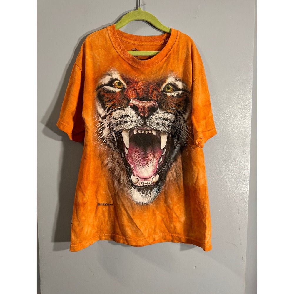 The Mountain roaring orange tiger acid washed tshirt short sleeve kids Large